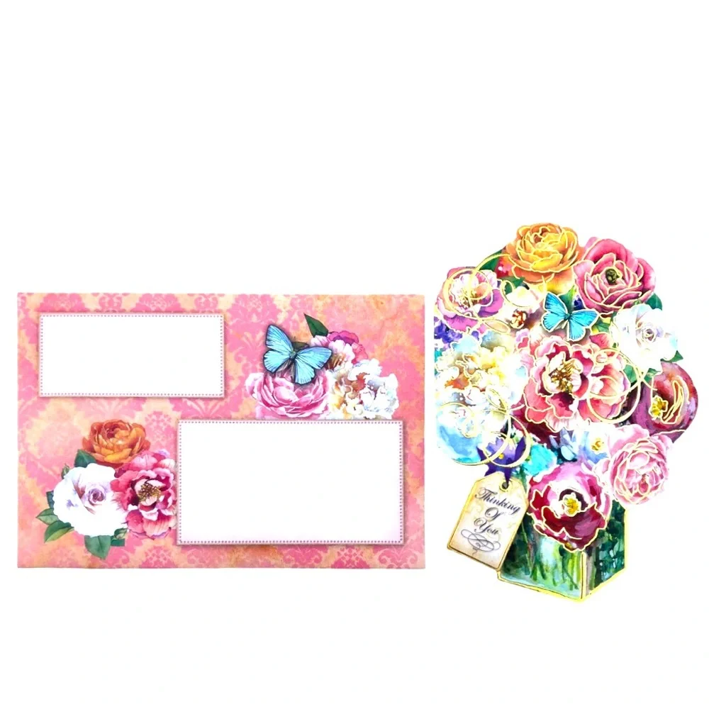 Punch Studio Bouquet Fancy Gold Foil Embossed Blank Note Cards (64555), 10 ct